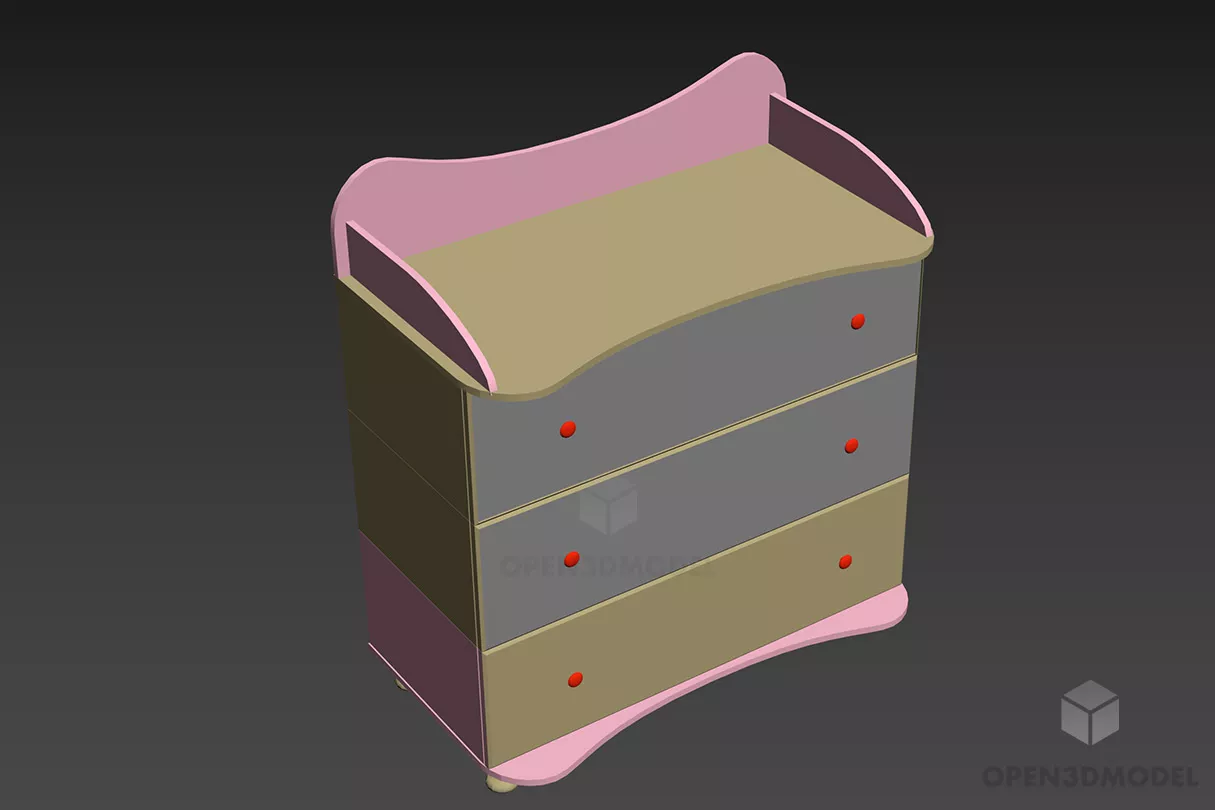 Side Locker With Decorative Panel 3d model
