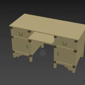 Vintage Work Table With Drawers 3d model
