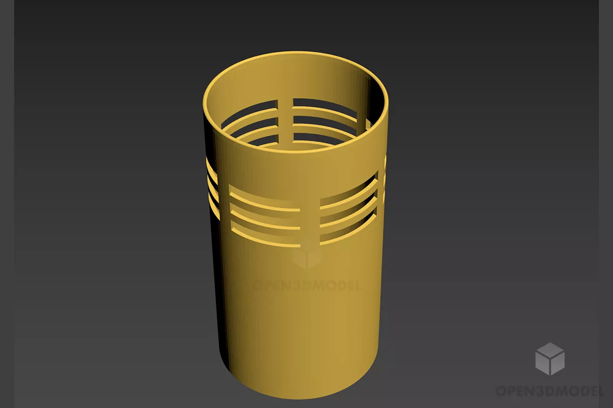 Wooden Trash Bin With Cap 3d model