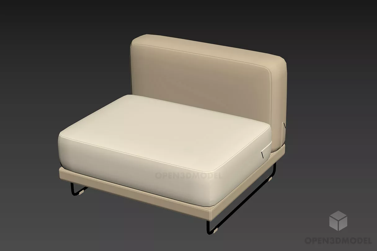 Rattan Seat Upholstered 3d model