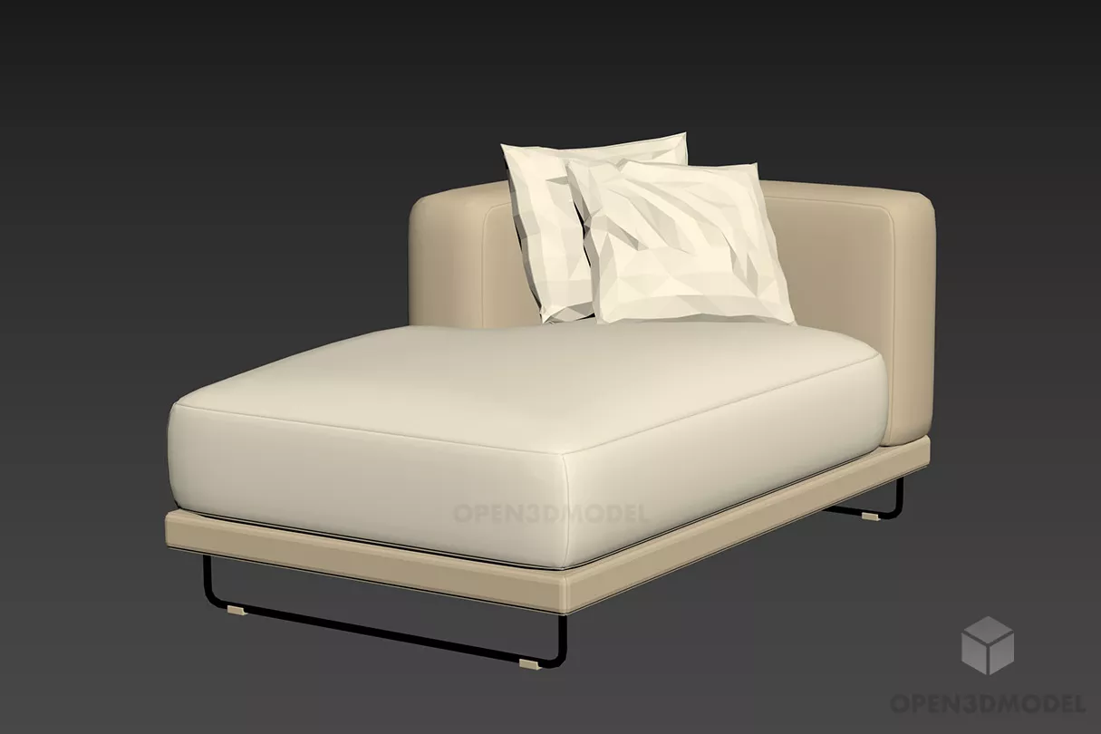 Three Seats Sofa Textile Yellow Color 3d model