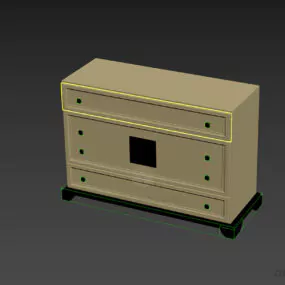 Locker Furniture Dark Wood 3d model
