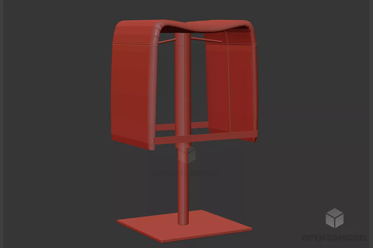 Office Restaurant Chair With Curved Back Panel 3d model