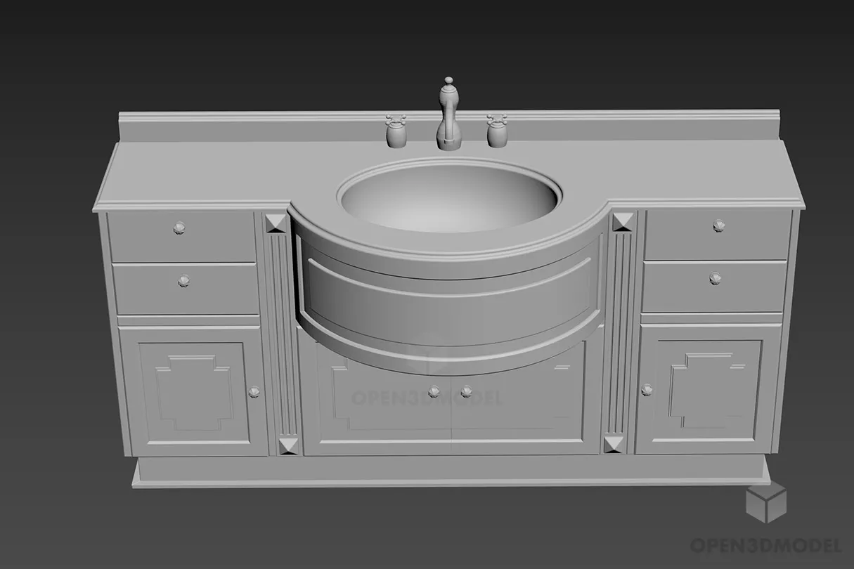 Kitchen Cabinet L Shape With Stove, Sink 3d model
