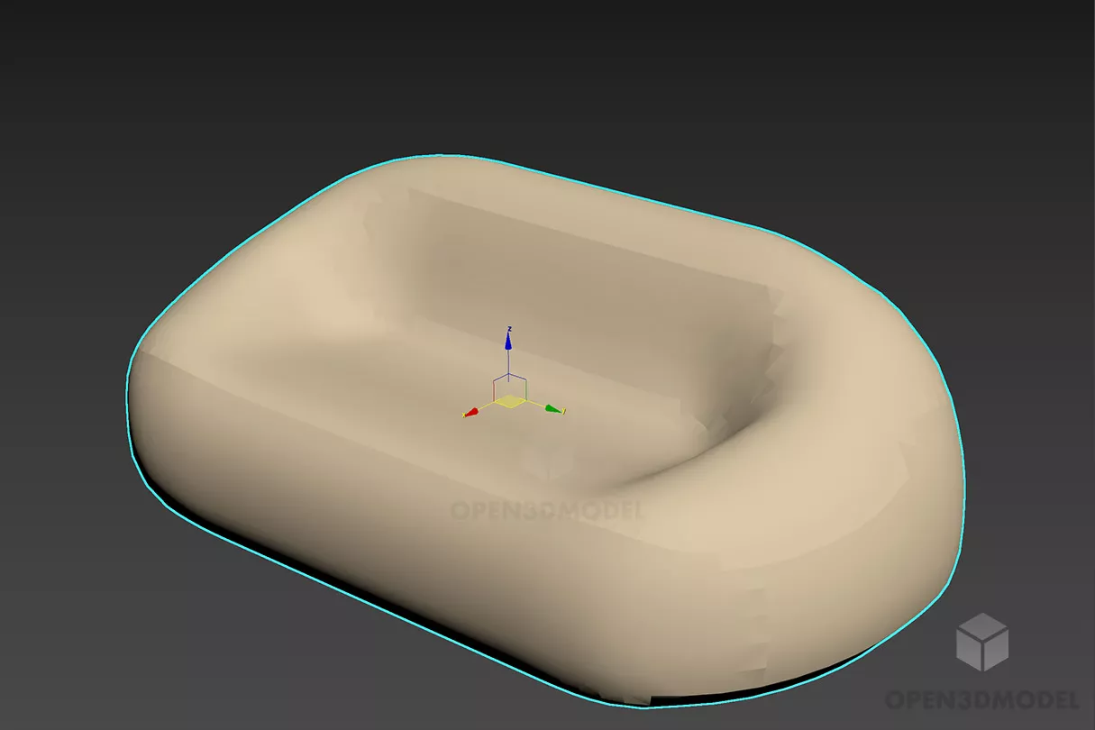 Two Seats Sofa Simple Style With Pillow 3d model