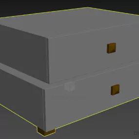 Drawer Nightstand Walnut Wooden 3d model