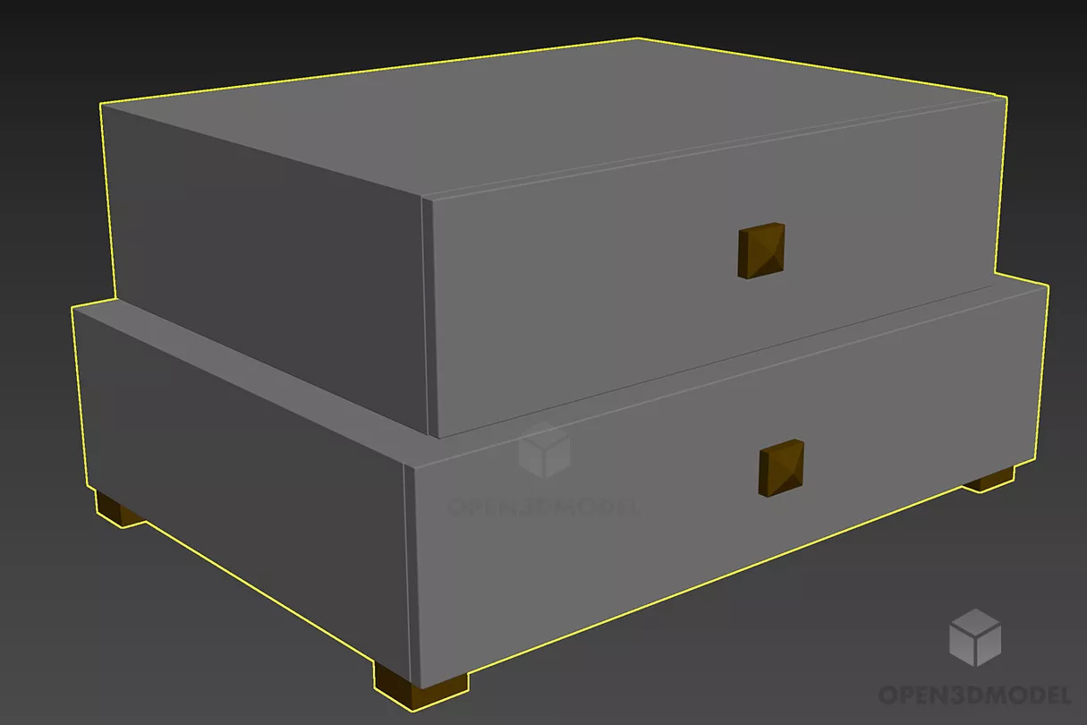 Drawer Nightstand Walnut Wooden 3d model Drawer Nightstand Walnut Wooden 3d model