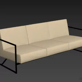 Three Seats Sofa Black Iron Frame 3d model