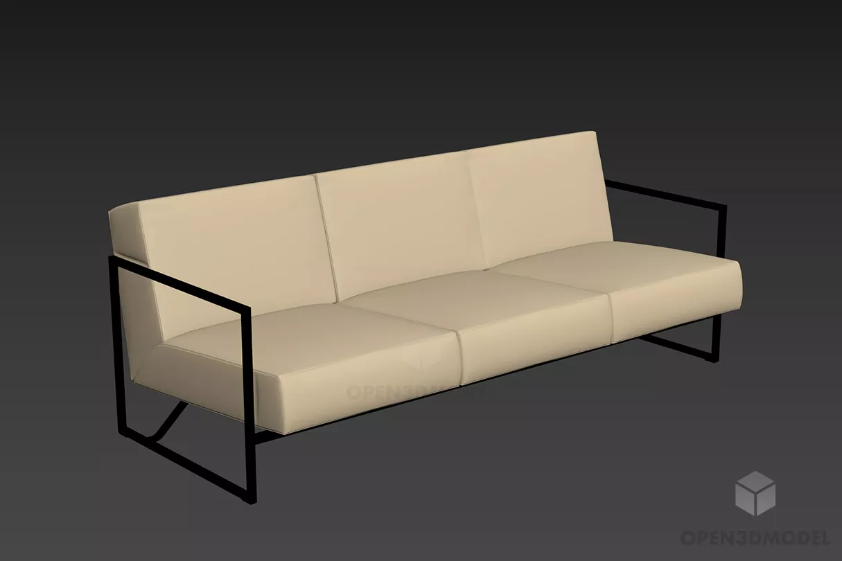 Wire Mesh Sofa With Upholstered Seats And Cushion 3d model