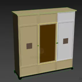 Black Wardrobe With Mirror 3d model