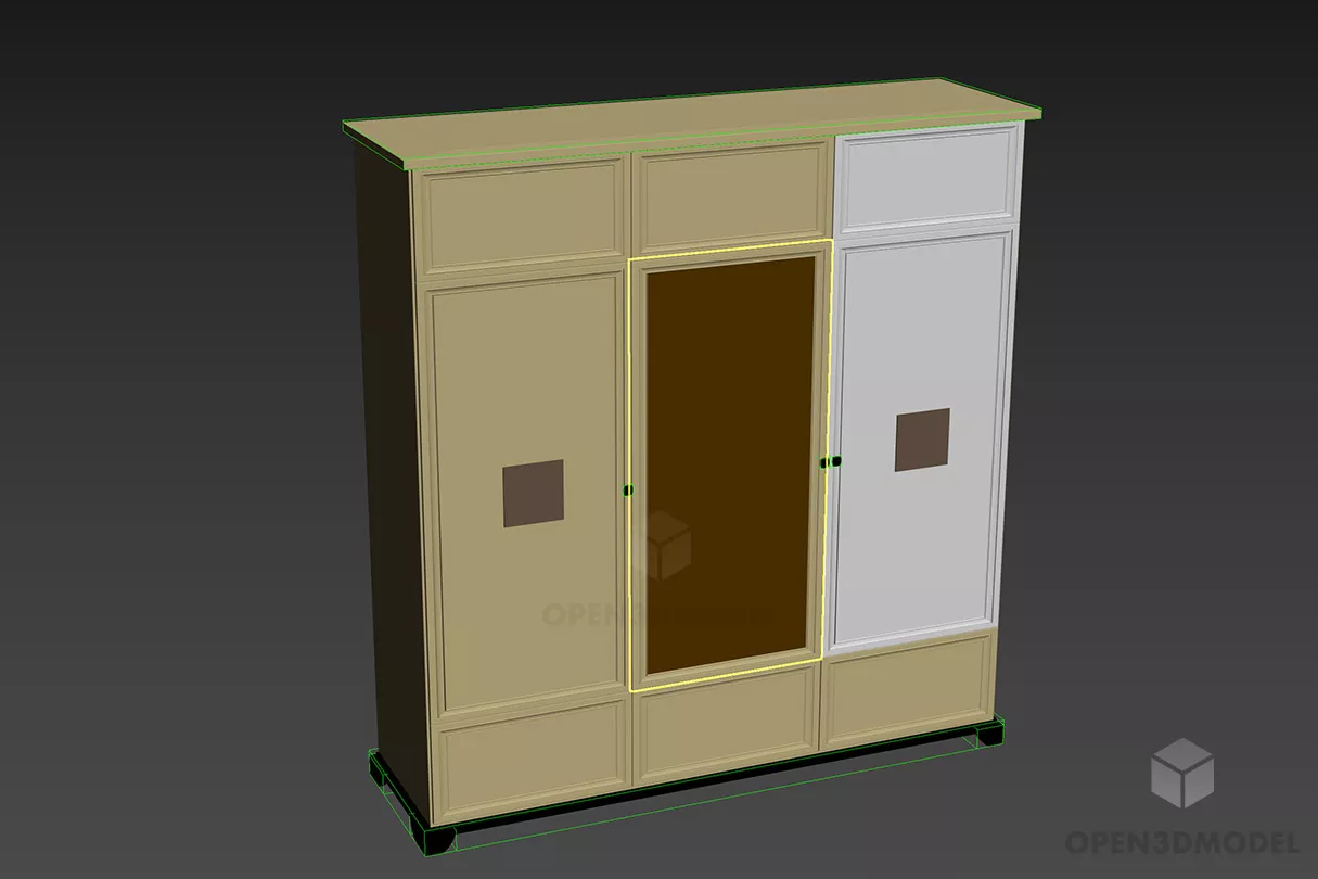 Asian Royal Big Mirror Carved Frame 3d model