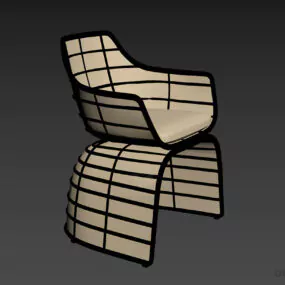 Modern Armchair Black Frame 3d model