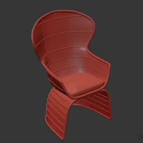 Frame Armchair With Seat Pad 3d model