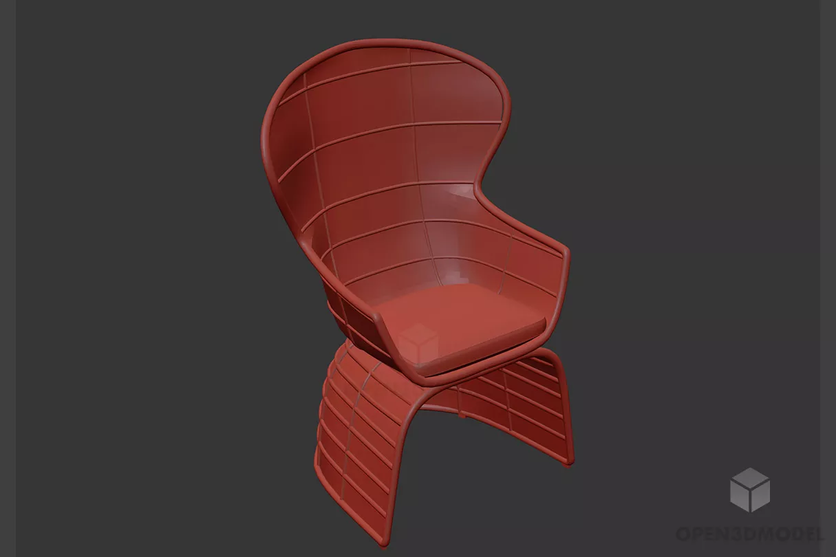 Frame Armchair With Seat Pad 3d model Frame Armchair With Seat Pad 3d model