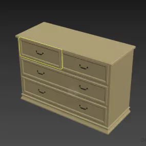 Wood Locker With Drawers 3d model