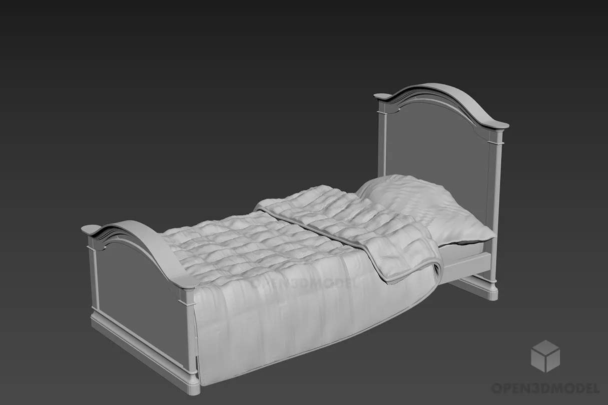 Double Bed Italian With Stylist Blanket 3d model