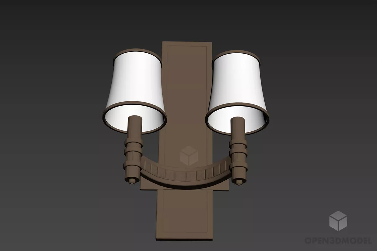 Brass Lamp With Rectangle Shade 3d model