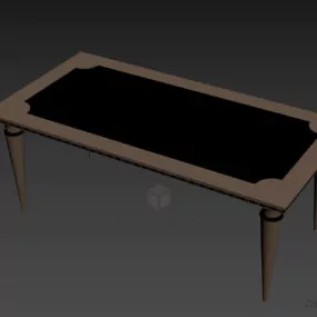 Antique Table Glass Top With Wooden Leg 3d model