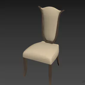 Wood Antique Chair With Thin Upholstered 3d model