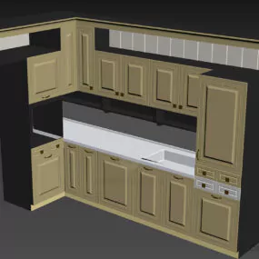Antique Kitchen Cabinet L Shape 3d model