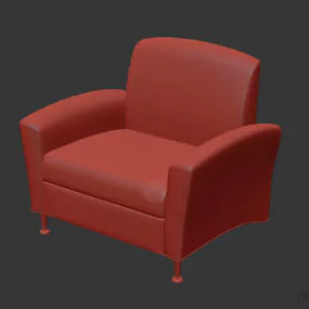 Beige Armchair Leather With Steel Leg 3d model