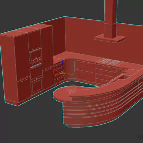 Kitchen Cabinet U Shape, Modern Kitchen 3d model
