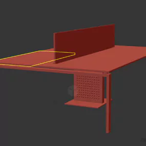 Work Table With Glass Divider 3d model