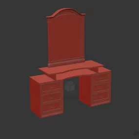 Dressing Table Two Drawers With Mirror 3d model