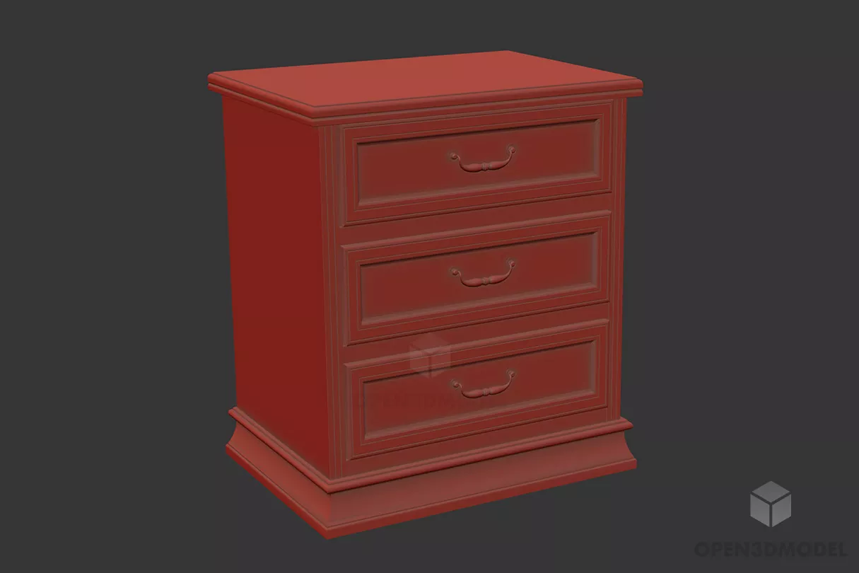 Walnut Nightstand Elegant Furniture 3d model