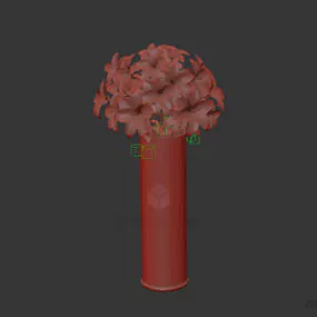 Flower In Tall Vase Pot 3d model