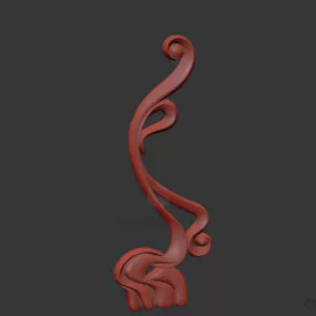 Curved Wooden Shape, Decorative Furniture 3d model