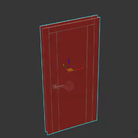 Home Door With Grey Wood Frame 3d model