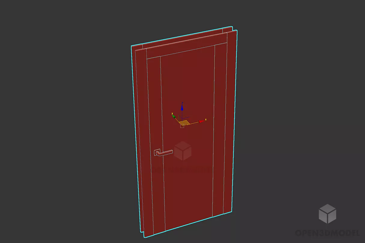 Home Door With Grey Wood Frame 3d model Home Door With Grey Wood Frame 3d model