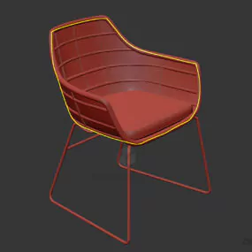 Wire Armchair Black Steel Frame 3d model