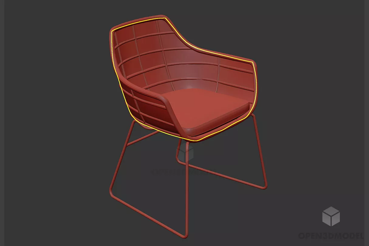 Smooth Edge Single Chair Armless Two Seats 3d model