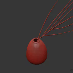 Blass Vase With Thin Plant 3d model