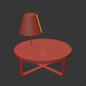 Round Coffee Table With Table Lamp 3d model