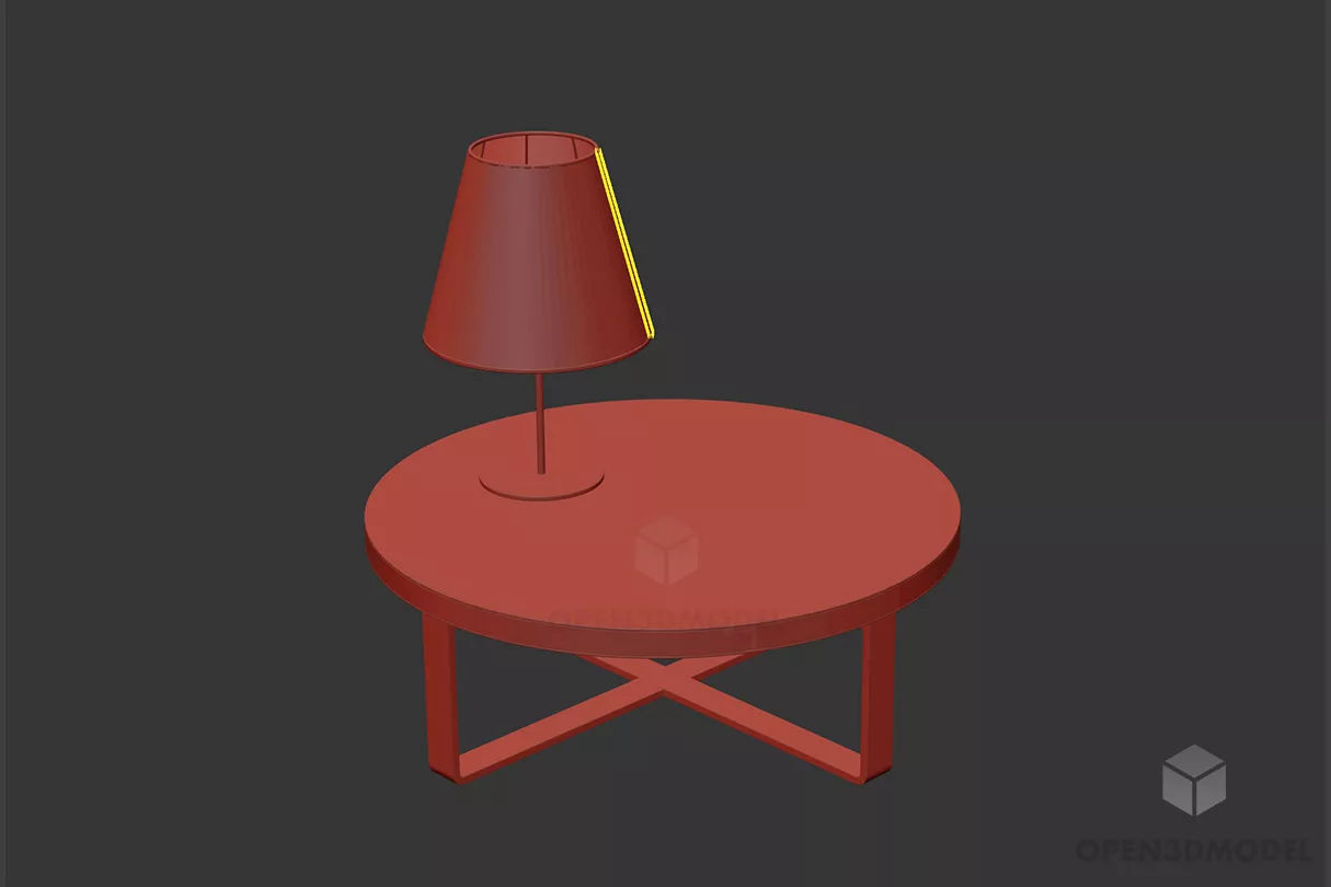 Round Coffee Table With Table Lamp Free 3d Model - .3ds, .Gsm - Open3dModel