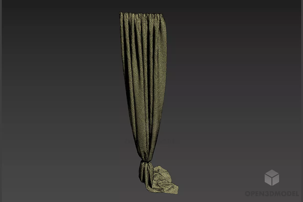 Curtain With Hanger And Wire 3d model
