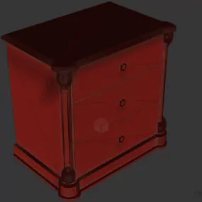 Nightstand Walnut Wood, Antique Nightstand 3d model