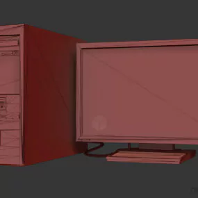 Pc Computer With Monitor And Cpu 3d model