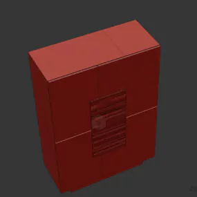 Simple Locker With Center Wooden Decoration 3d model