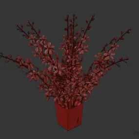 Purple Flowers Vase Glass Pot 3d model