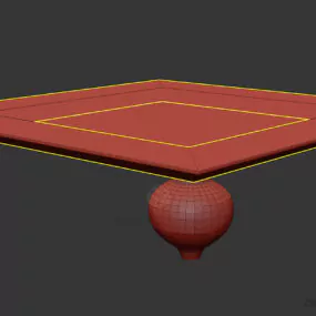 Square Glass Table, Wooden Sphere Legs 3d model