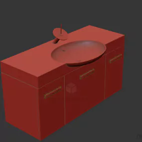Wash Basin Red Paint 3d model