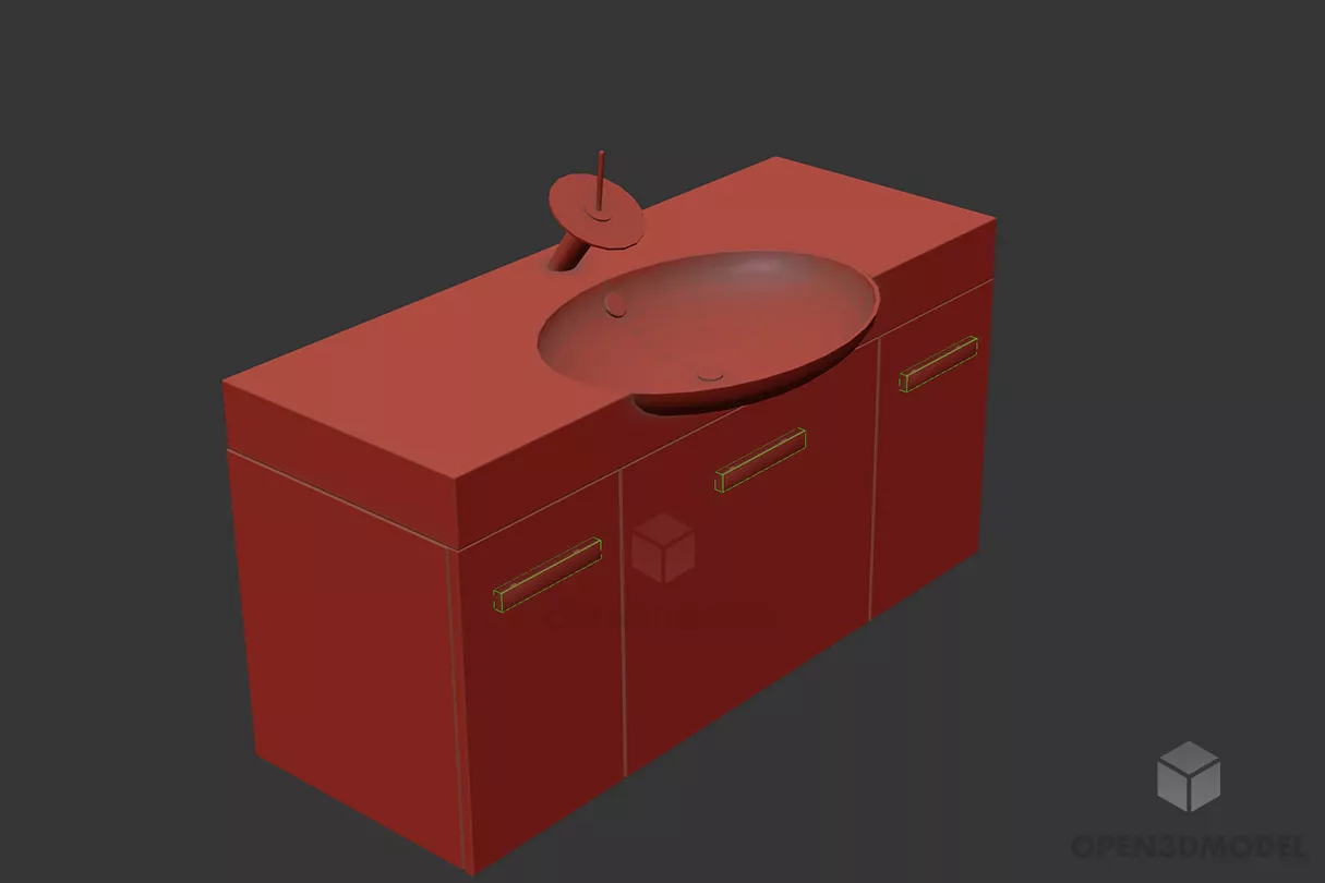 Wash Basin Red Paint 3d model Wash Basin Red Paint 3d model