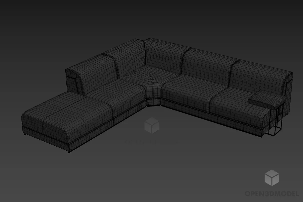 L Corner Sofa Upholstered 3d model L Corner Sofa Upholstered 3d model
