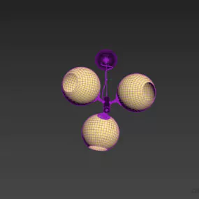 Three Bulbs Ceiling Lamp 3d model