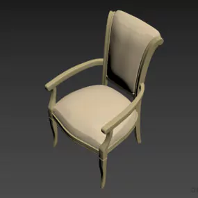 Elegant Antique Armchair Wooden Frame 3d model