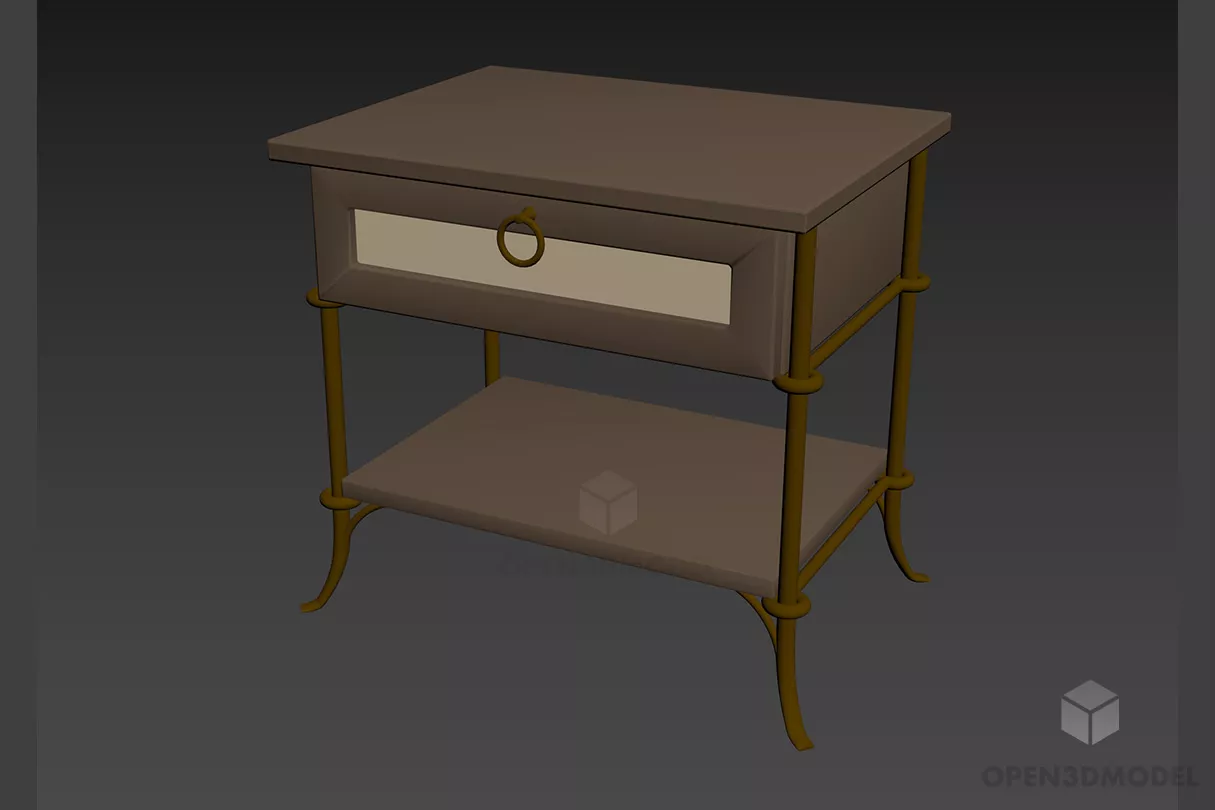 Nightstand With Decorative Carved Wooden 3d model